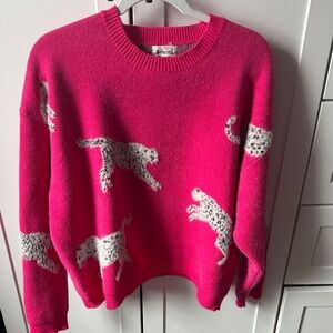 Vibrant Pink Animal Print Sweater